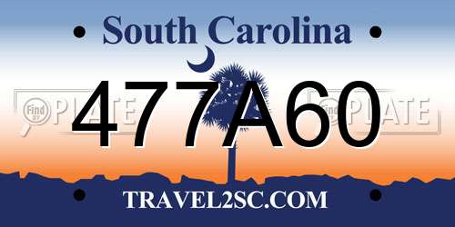 477A60 South Carolina License Plate
