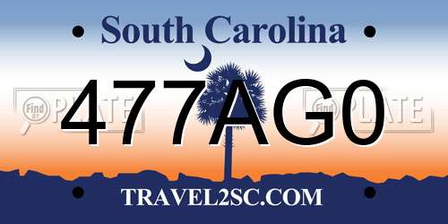 477AG0 South Carolina License Plate