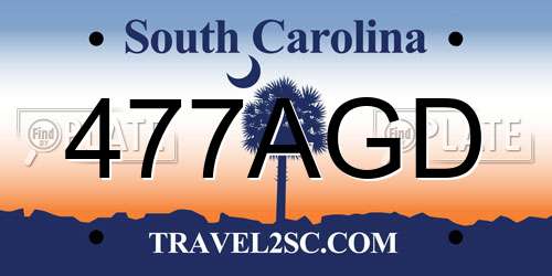 477AGD South Carolina License Plate