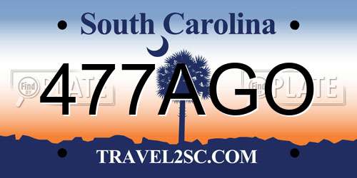 477AGO South Carolina License Plate