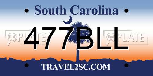 477BLL South Carolina License Plate