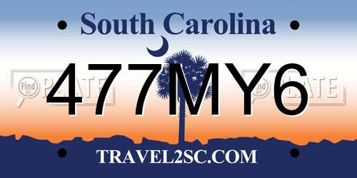 477MY6 South Carolina License Plate