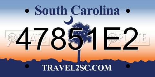 47851E2 South Carolina License Plate