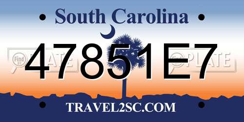 47851E7 South Carolina License Plate