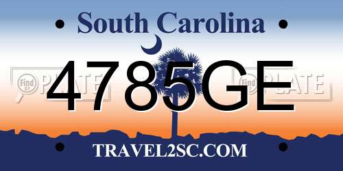 4785GE South Carolina License Plate