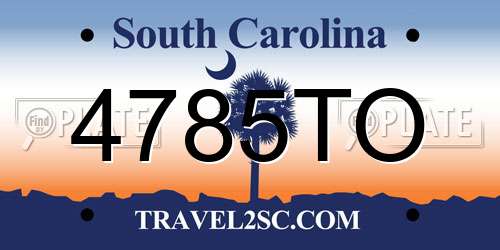 4785TO South Carolina License Plate