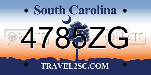 4785ZG South Carolina License Plate