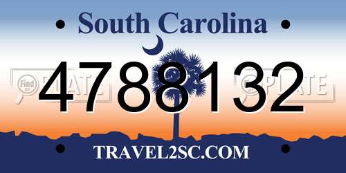 4788132 South Carolina License Plate