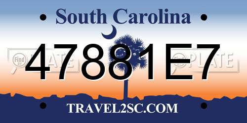 47881E7 South Carolina License Plate