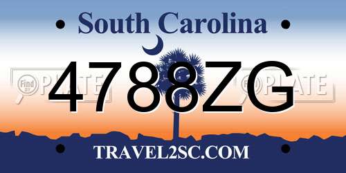 4788ZG South Carolina License Plate