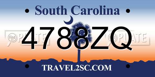4788ZQ South Carolina License Plate