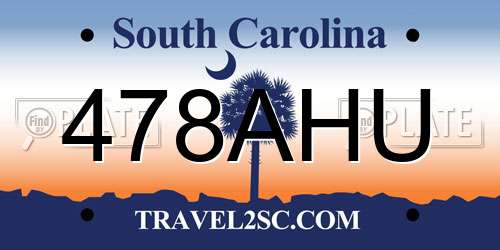 478AHU South Carolina License Plate