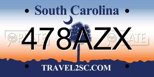 478AZX South Carolina License Plate