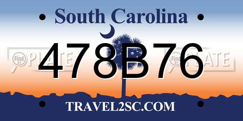 478B76 South Carolina License Plate