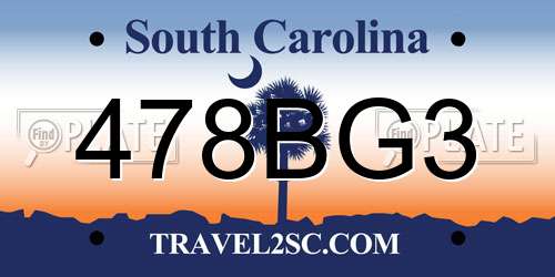 478BG3 South Carolina License Plate