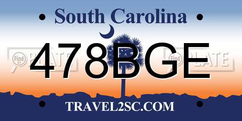 478BGE South Carolina License Plate