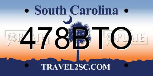 478BTO South Carolina License Plate
