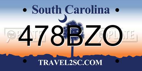 478BZO South Carolina License Plate