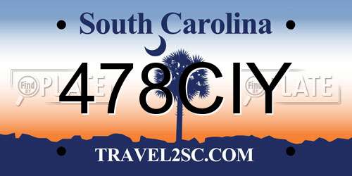 478CIY South Carolina License Plate