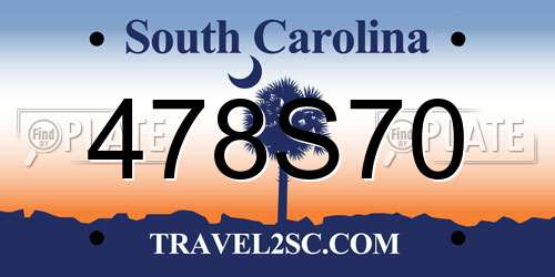 478S70 South Carolina License Plate