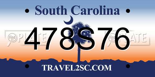 478S76 South Carolina License Plate