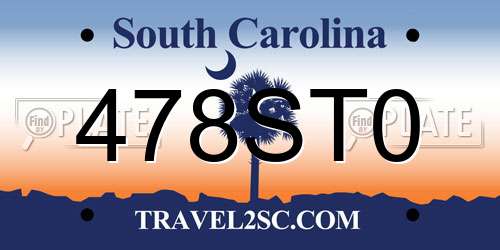 478ST0 South Carolina License Plate