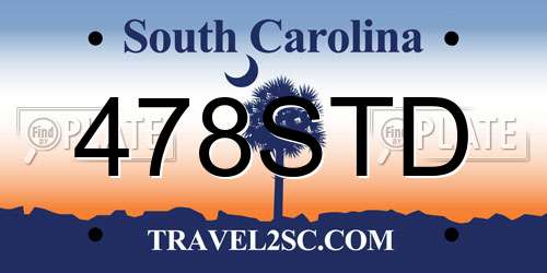 478STD South Carolina License Plate