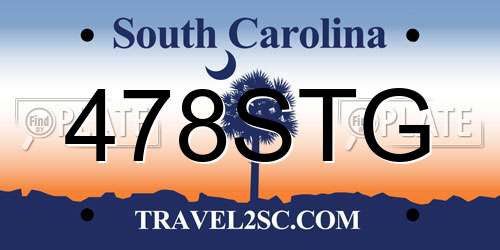 478STG South Carolina License Plate