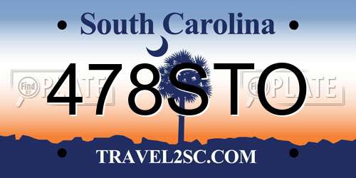 478STO South Carolina License Plate