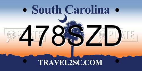 478SZD South Carolina License Plate
