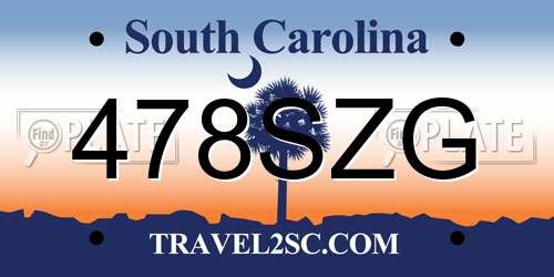 478SZG South Carolina License Plate