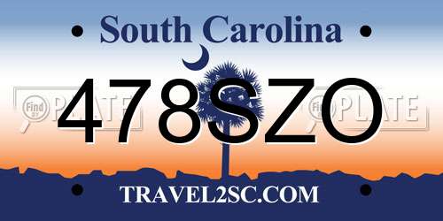 478SZO South Carolina License Plate