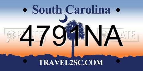4791NA South Carolina License Plate
