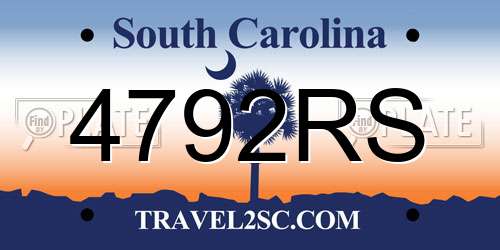 4792RS South Carolina License Plate
