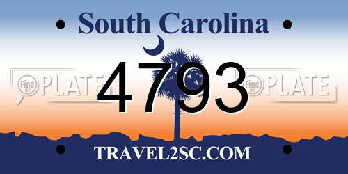 4793 South Carolina License Plate