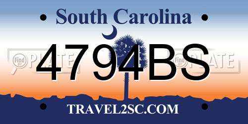 4794BS South Carolina License Plate