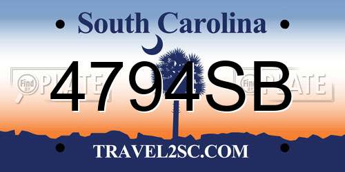 4794SB South Carolina License Plate
