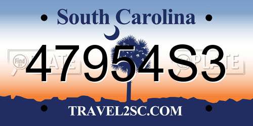 47954S3 South Carolina License Plate