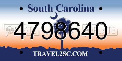 4798640 South Carolina License Plate