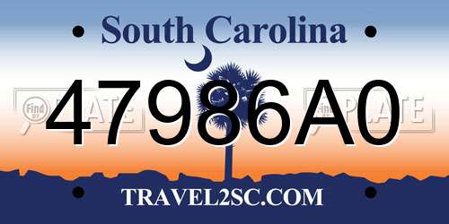 47986A0 South Carolina License Plate