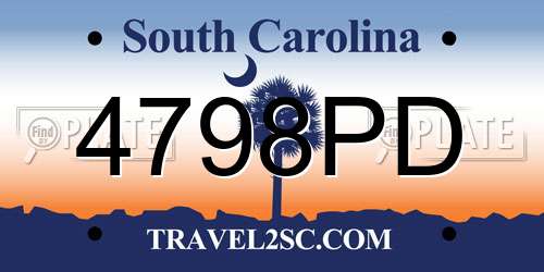 4798PD South Carolina License Plate