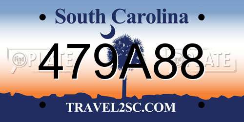 479A88 South Carolina License Plate