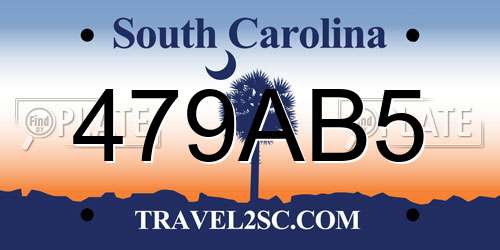 479AB5 South Carolina License Plate