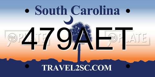 479AET South Carolina License Plate