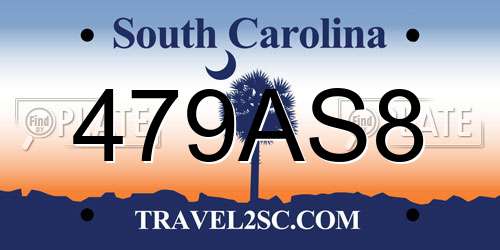 479AS8 South Carolina License Plate