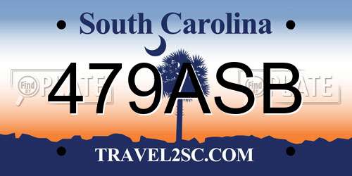479ASB South Carolina License Plate