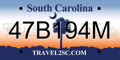 47B194M South Carolina License Plate