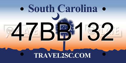 47BB132 South Carolina License Plate