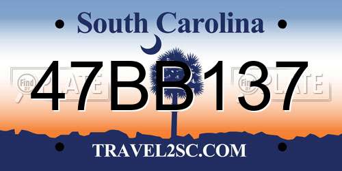 47BB137 South Carolina License Plate