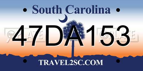 47DA153 South Carolina License Plate